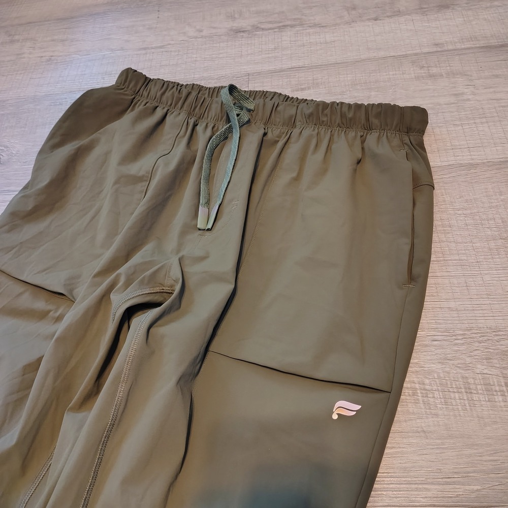 Fabletics Mens Olive Green Active Jogger Pants Elastic Waist Drawstring Large